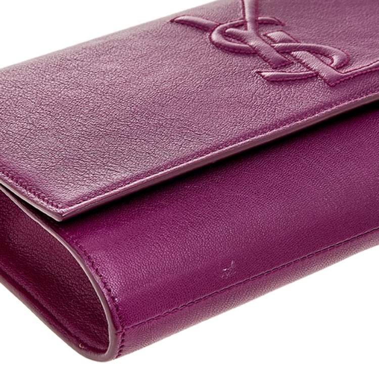 Pre Owned Yves Saint Laurent Purple Leather Large Sac De Jour Clutch