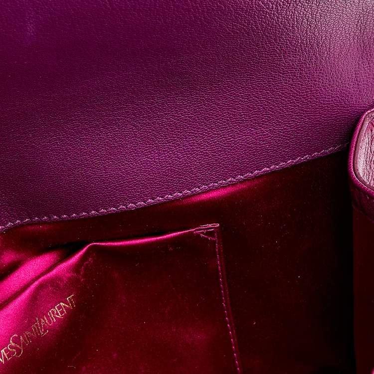 Pre Owned Yves Saint Laurent Purple Leather Large Sac De Jour Clutch