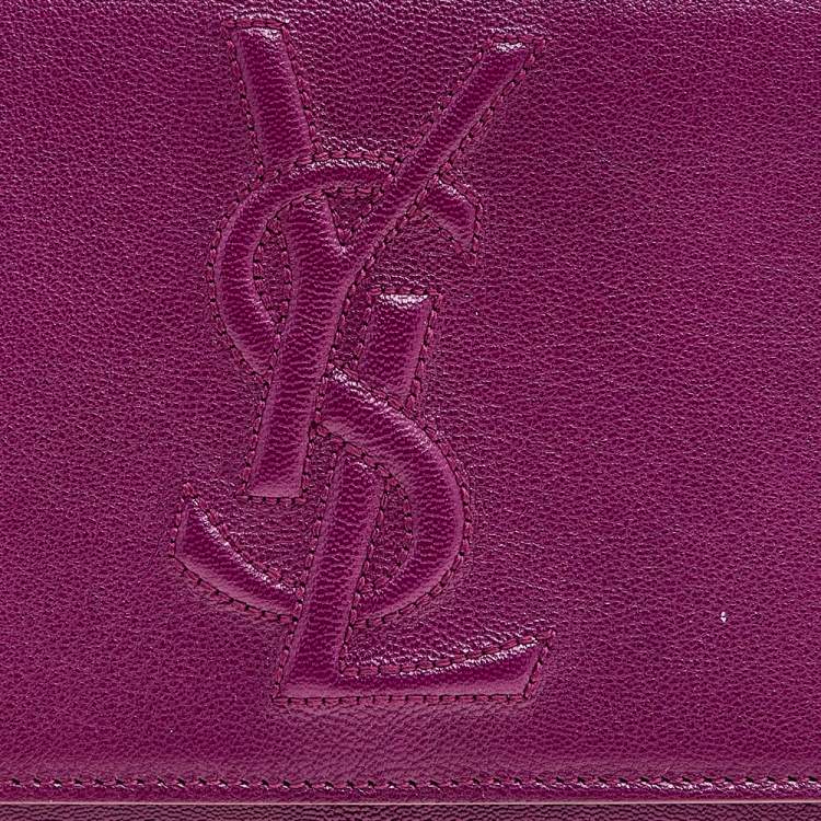 Pre Owned Yves Saint Laurent Purple Leather Large Sac De Jour Clutch