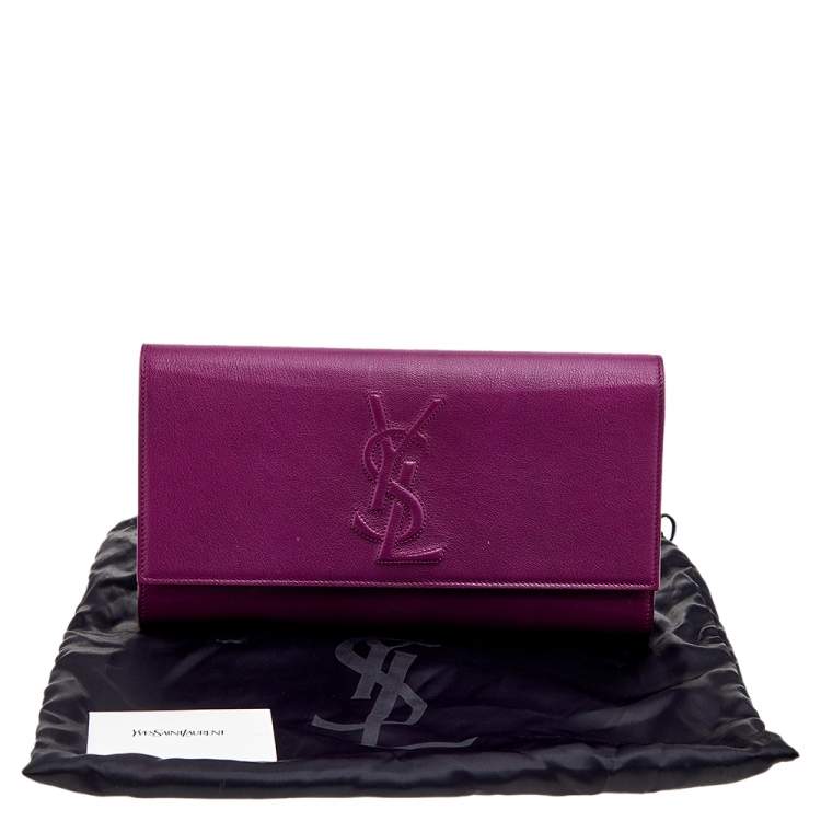 Pre Owned Yves Saint Laurent Purple Leather Large Sac De Jour Clutch