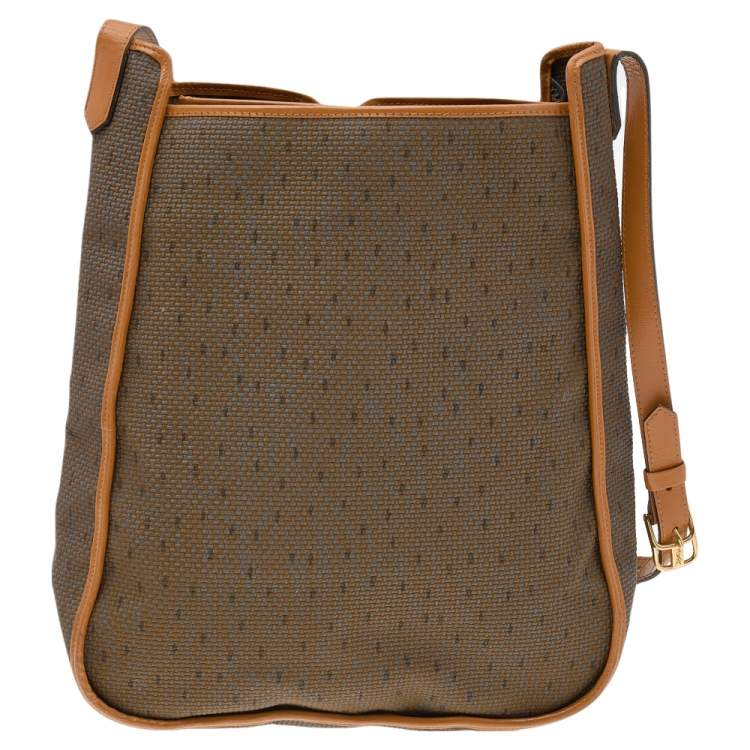 Pre Owned Yves Saint Laurent Brown/Tan Coated Canvas And Leather Vintage Shoulder Bag