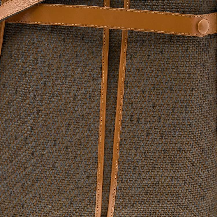 Pre Owned Yves Saint Laurent Brown/Tan Coated Canvas And Leather Vintage Shoulder Bag