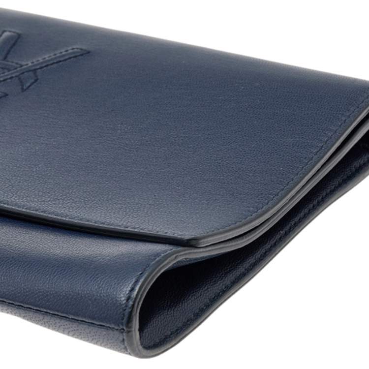 Pre Owned Yves Saint Laurent Navy Blue Leather Belle De Jour Flap Clutch