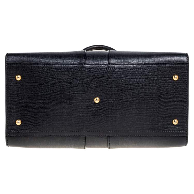 Pre Owned Yves Saint Laurent Black Leather Medium Cabas Y-Ligne Tote