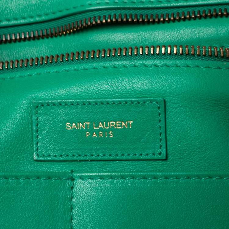 Pre Owned Yves Saint Laurent Green Leather Medium Cabas Y-Ligne Tote