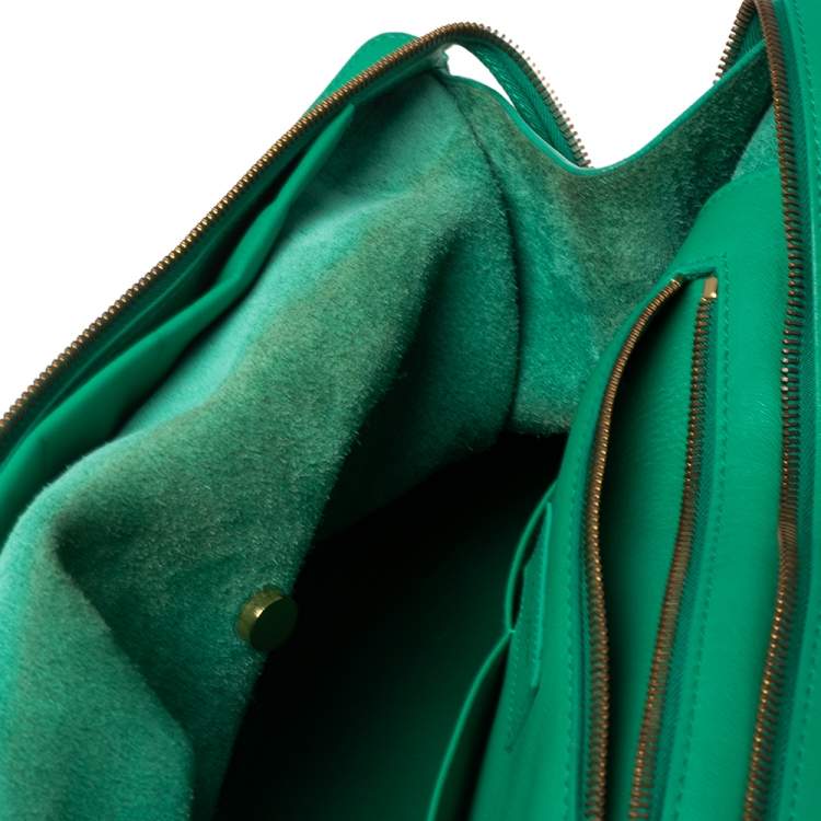 Pre Owned Yves Saint Laurent Green Leather Medium Cabas Y-Ligne Tote