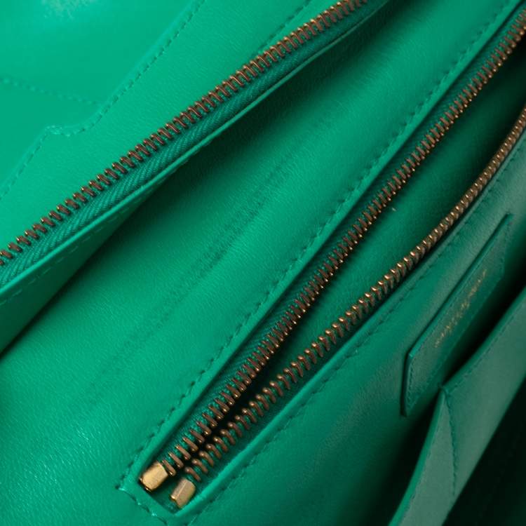 Pre Owned Yves Saint Laurent Green Leather Medium Cabas Y-Ligne Tote