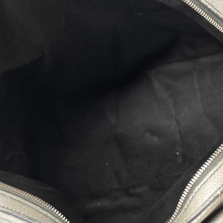 Pre Owned Yves Saint Laurent Green Leather Oversized Muse Bag