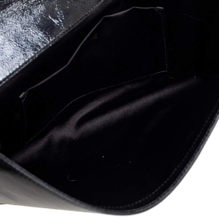 Pre Owned Yves Saint Laurent Black Patent Leather Belle De Jour Flap Clutch