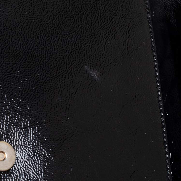Pre Owned Yves Saint Laurent Black Patent Leather Belle De Jour Flap Clutch