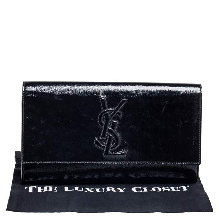 Pre Owned Yves Saint Laurent Black Patent Leather Belle De Jour Flap Clutch