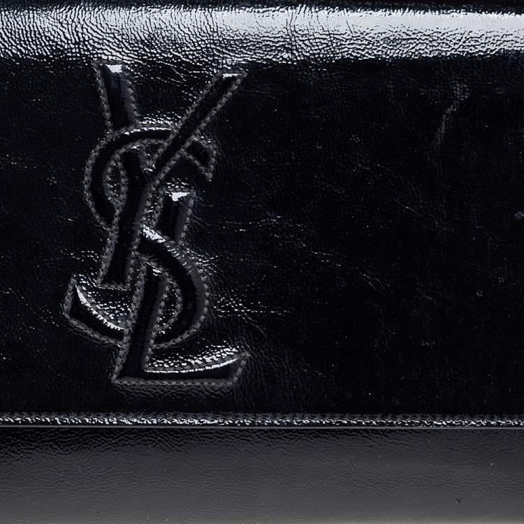 Pre Owned Yves Saint Laurent Black Patent Leather Belle De Jour Flap Clutch