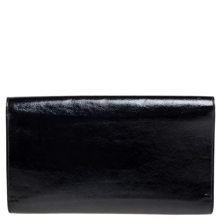 Pre Owned Yves Saint Laurent Black Patent Leather Belle De Jour Flap Clutch
