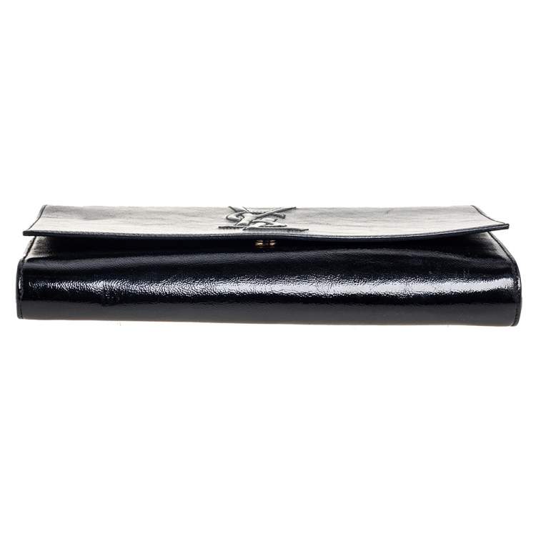 Pre Owned Yves Saint Laurent Black Patent Leather Belle De Jour Flap Clutch