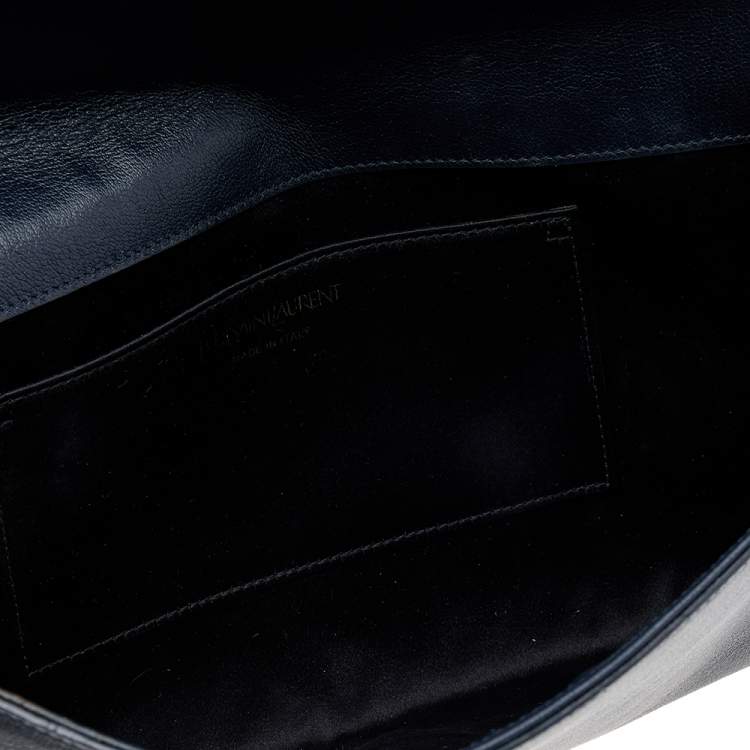 Pre Owned Yves Saint Laurent Dark Blue Leather Belle De Jour Clutch