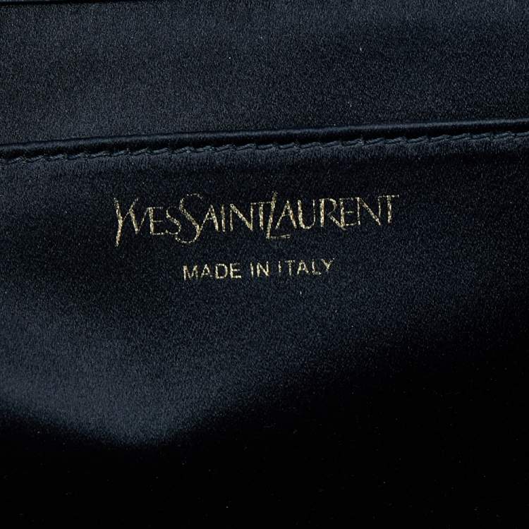 Pre Owned Yves Saint Laurent Dark Blue Leather Belle De Jour Clutch