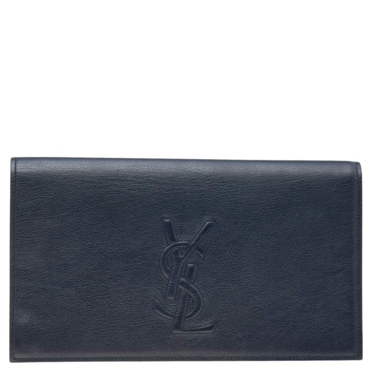 Pre Owned Yves Saint Laurent Dark Blue Leather Belle De Jour Clutch
