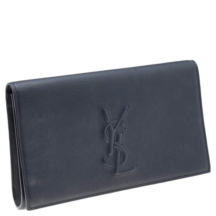 Pre Owned Yves Saint Laurent Dark Blue Leather Belle De Jour Clutch