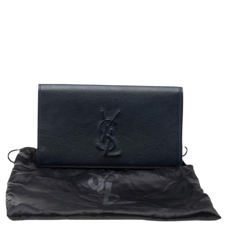 Pre Owned Yves Saint Laurent Dark Blue Leather Belle De Jour Clutch