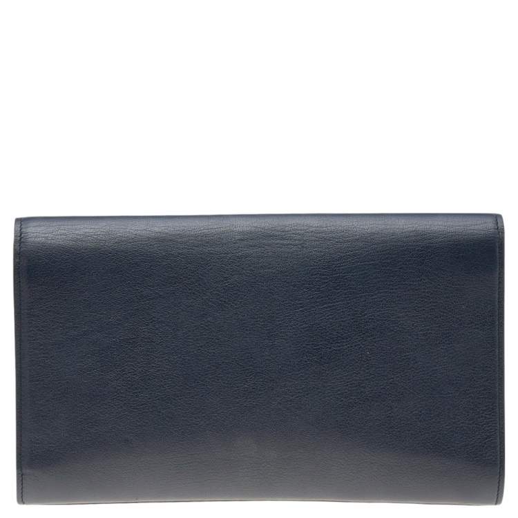 Pre Owned Yves Saint Laurent Dark Blue Leather Belle De Jour Clutch