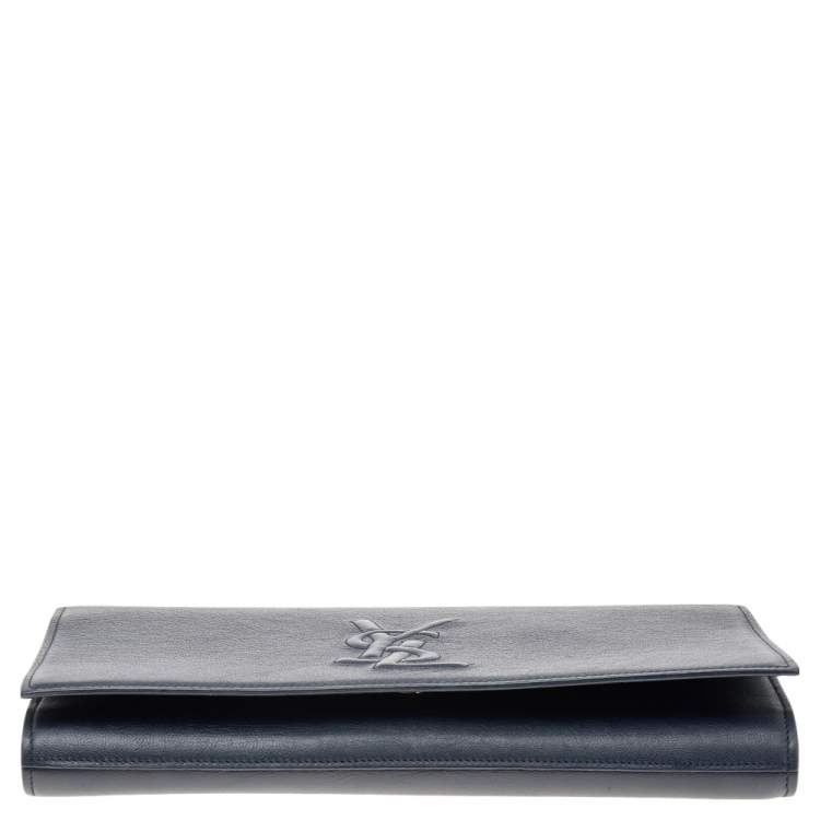 Pre Owned Yves Saint Laurent Dark Blue Leather Belle De Jour Clutch