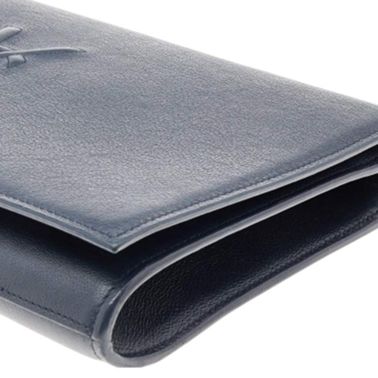 Pre Owned Yves Saint Laurent Dark Blue Leather Belle De Jour Clutch