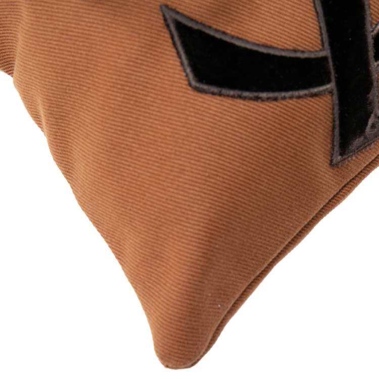 Pre Owned Yves Saint Laurent Brown Canvas and Velvet Drawstring Kahala Tote