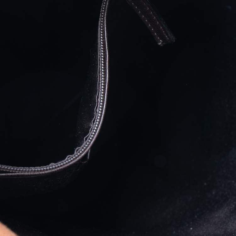 Pre Owned Yves Saint Laurent Brown Canvas and Velvet Drawstring Kahala Tote