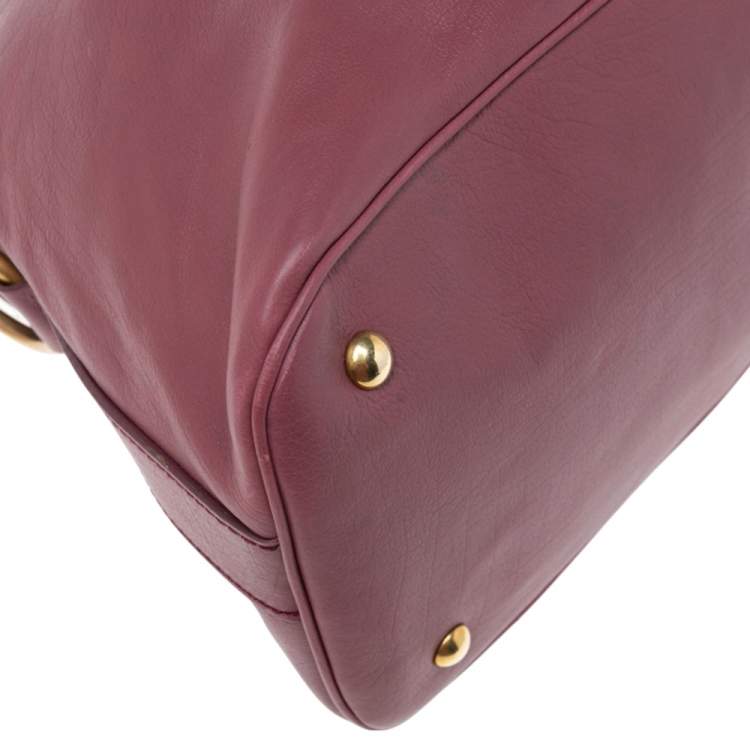 Pre Owned Yves Saint Laurent Purple Leather Oversized Muse Bag