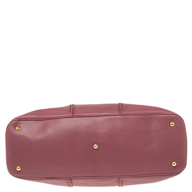 Pre Owned Yves Saint Laurent Purple Leather Oversized Muse Bag