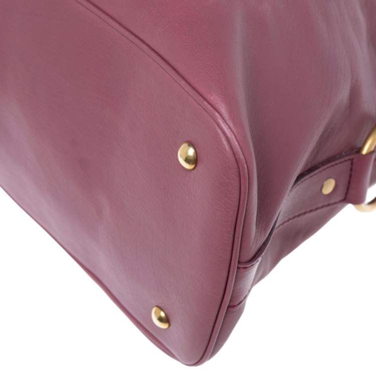Pre Owned Yves Saint Laurent Purple Leather Oversized Muse Bag