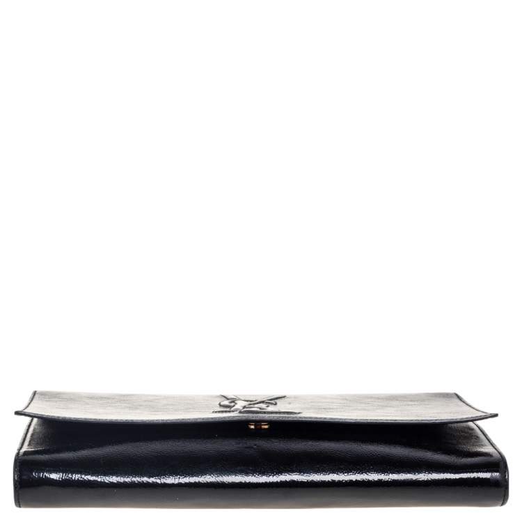 Pre Owned Yves Saint Laurent Black Patent Leather Belle De Jour Flap Clutch