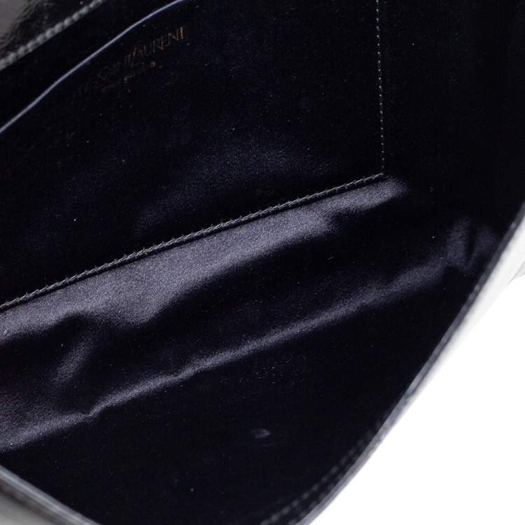 Pre Owned Yves Saint Laurent Black Patent Leather Belle De Jour Flap Clutch