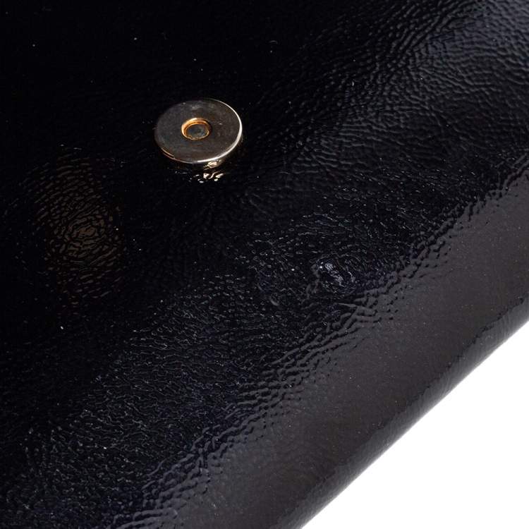 Pre Owned Yves Saint Laurent Black Patent Leather Belle De Jour Flap Clutch