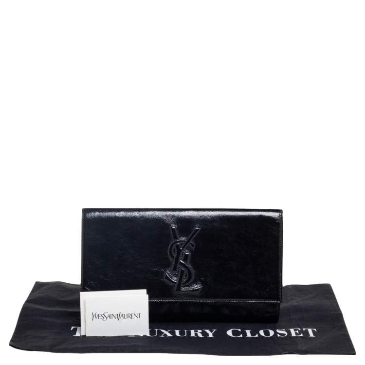 Pre Owned Yves Saint Laurent Black Patent Leather Belle De Jour Flap Clutch