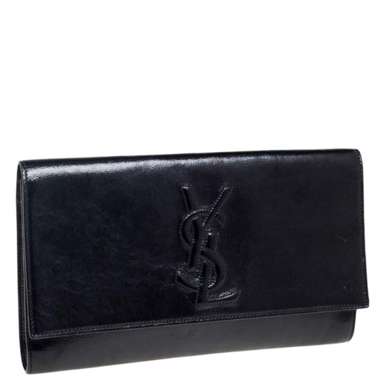 Pre Owned Yves Saint Laurent Black Patent Leather Belle De Jour Flap Clutch