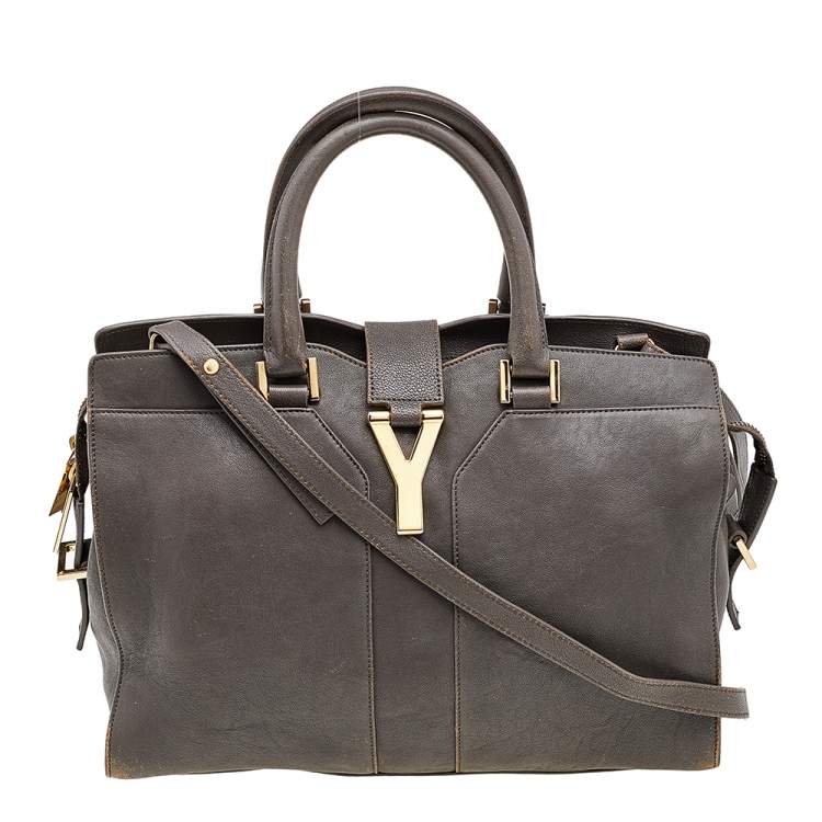 Yves Saint Laurent Grey Leather Small Cabas Chyc Tote Yves Saint Laurent The Luxury Closet