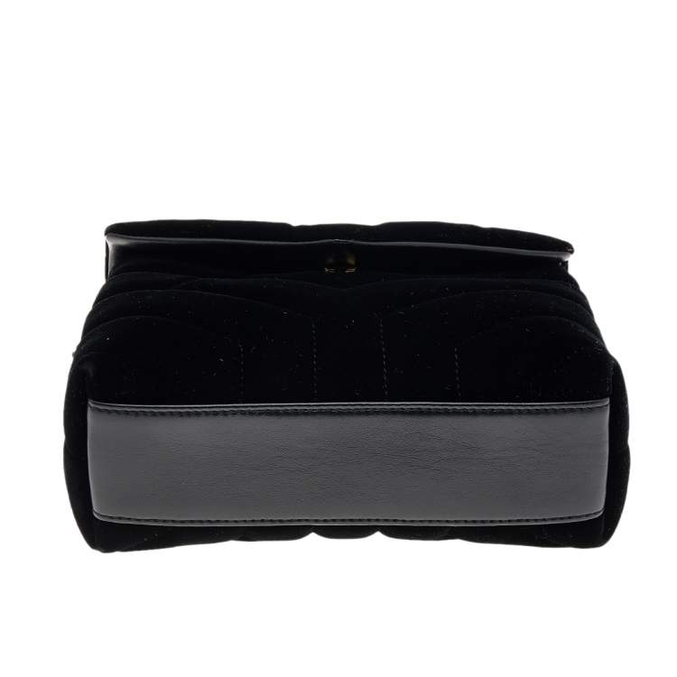 Pre Owned Saint Laurent Black Velvet Loulou Shoulder Bag