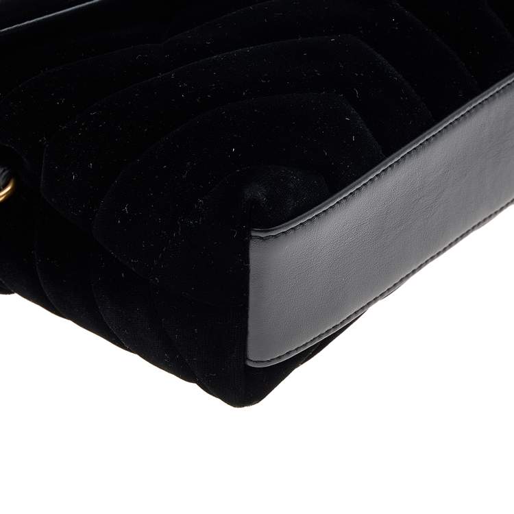 Pre Owned Saint Laurent Black Velvet Loulou Shoulder Bag