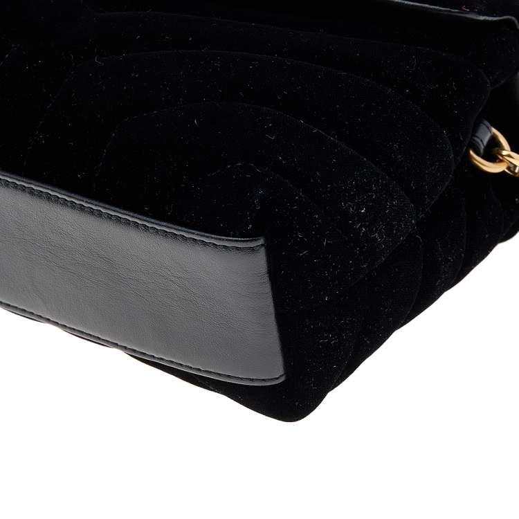 Pre Owned Saint Laurent Black Velvet Loulou Shoulder Bag