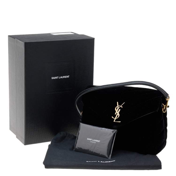 Pre Owned Saint Laurent Black Velvet Loulou Shoulder Bag