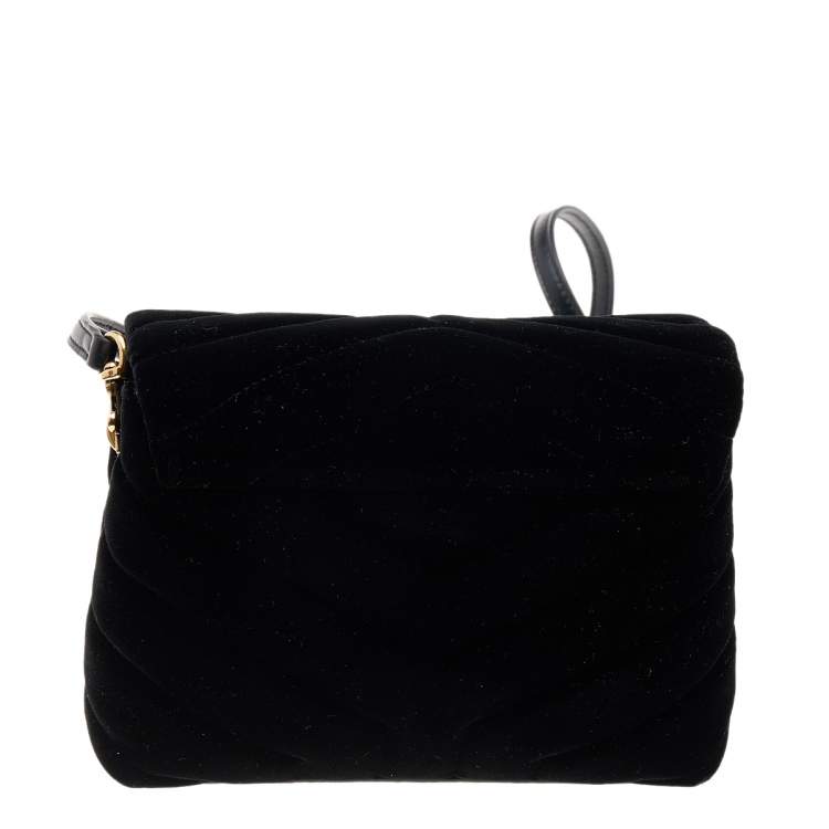 Pre Owned Saint Laurent Black Velvet Loulou Shoulder Bag