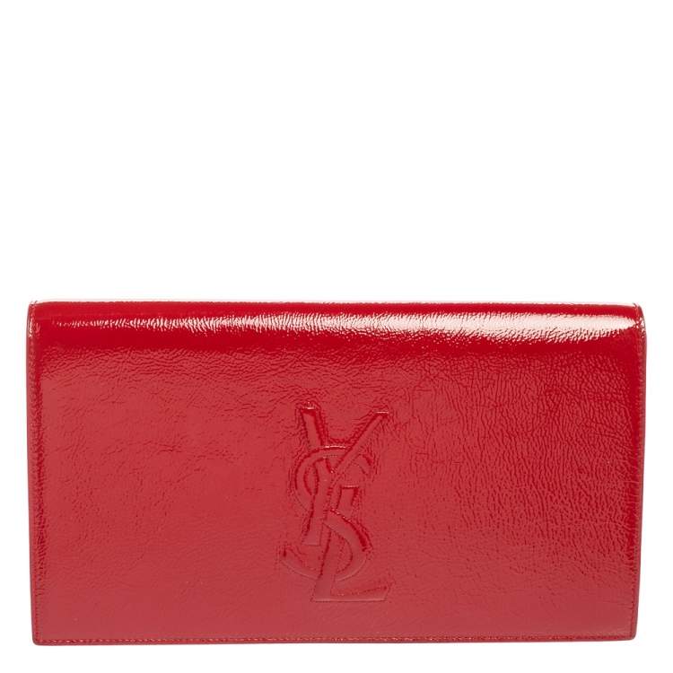 Pre Owned Yves Saint Laurent Red Patent Leather Belle De Jour Clutch