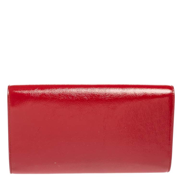 Pre Owned Yves Saint Laurent Red Patent Leather Belle De Jour Clutch