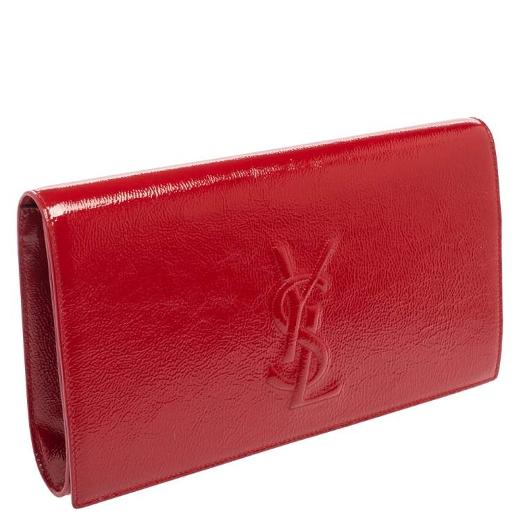 Pre Owned Yves Saint Laurent Red Patent Leather Belle De Jour Clutch