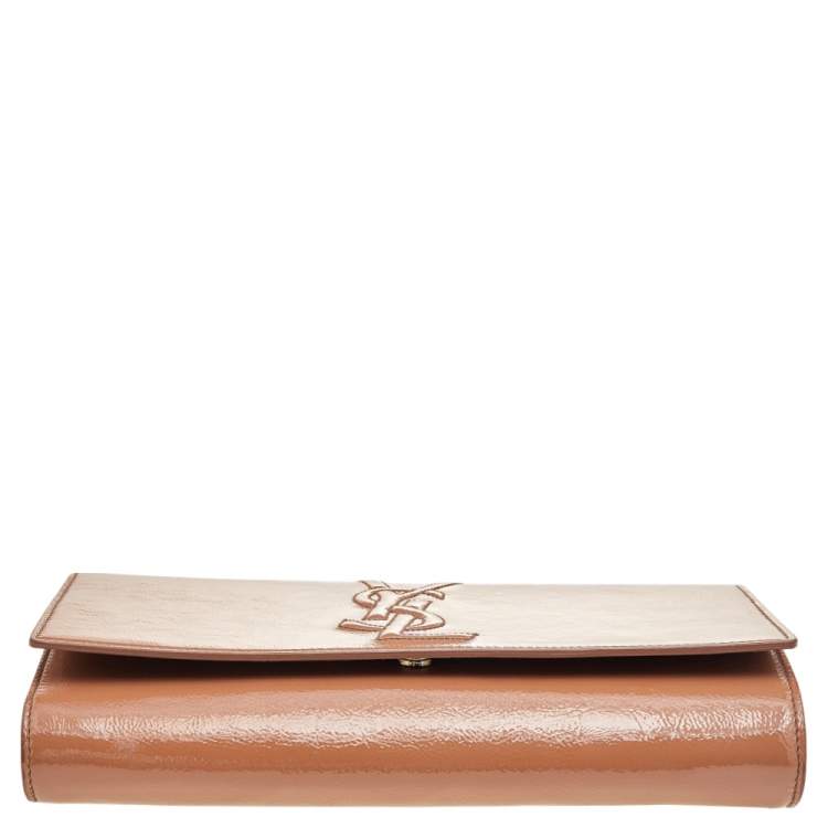 Pre Owned Yves Saint Laurent Beige Patent Leather Belle De Jour Clutch