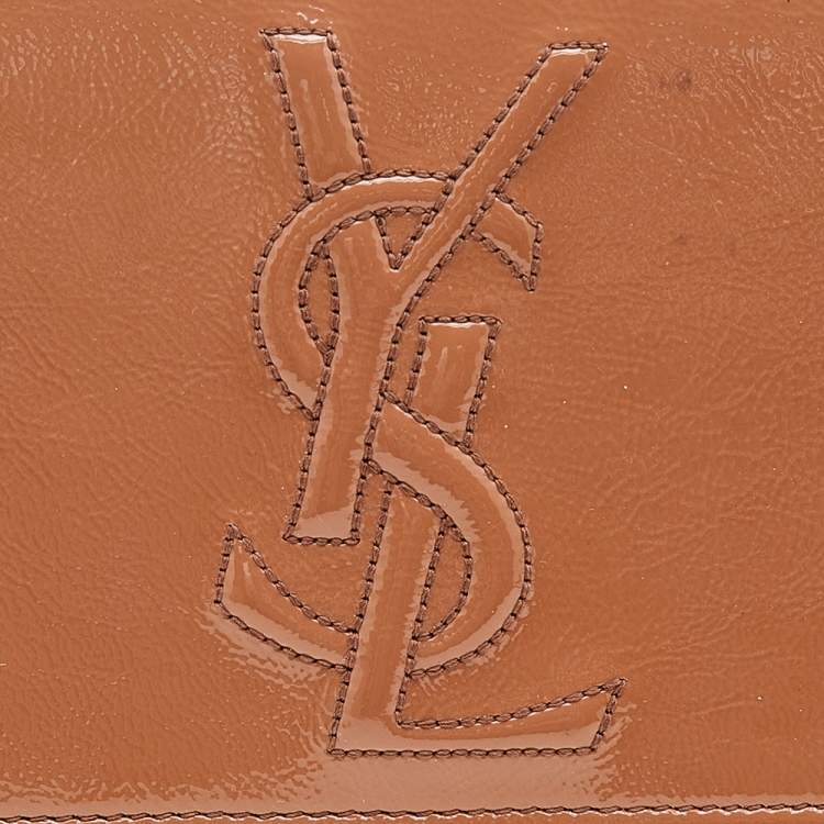 Pre Owned Yves Saint Laurent Beige Patent Leather Belle De Jour Clutch