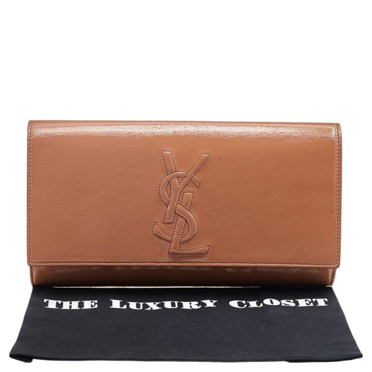 Pre Owned Yves Saint Laurent Beige Patent Leather Belle De Jour Clutch