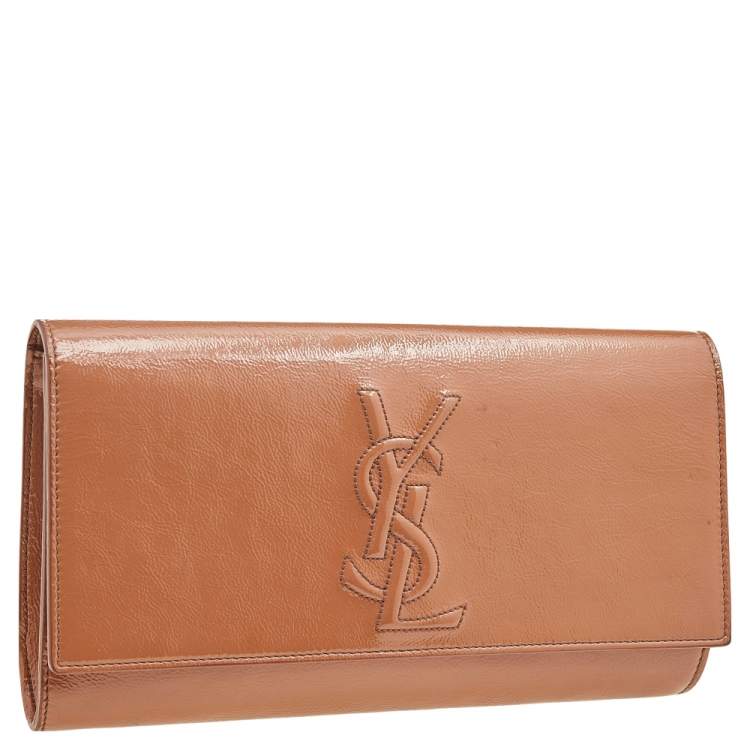 Pre Owned Yves Saint Laurent Beige Patent Leather Belle De Jour Clutch