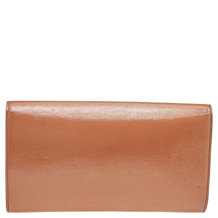 Pre Owned Yves Saint Laurent Beige Patent Leather Belle De Jour Clutch